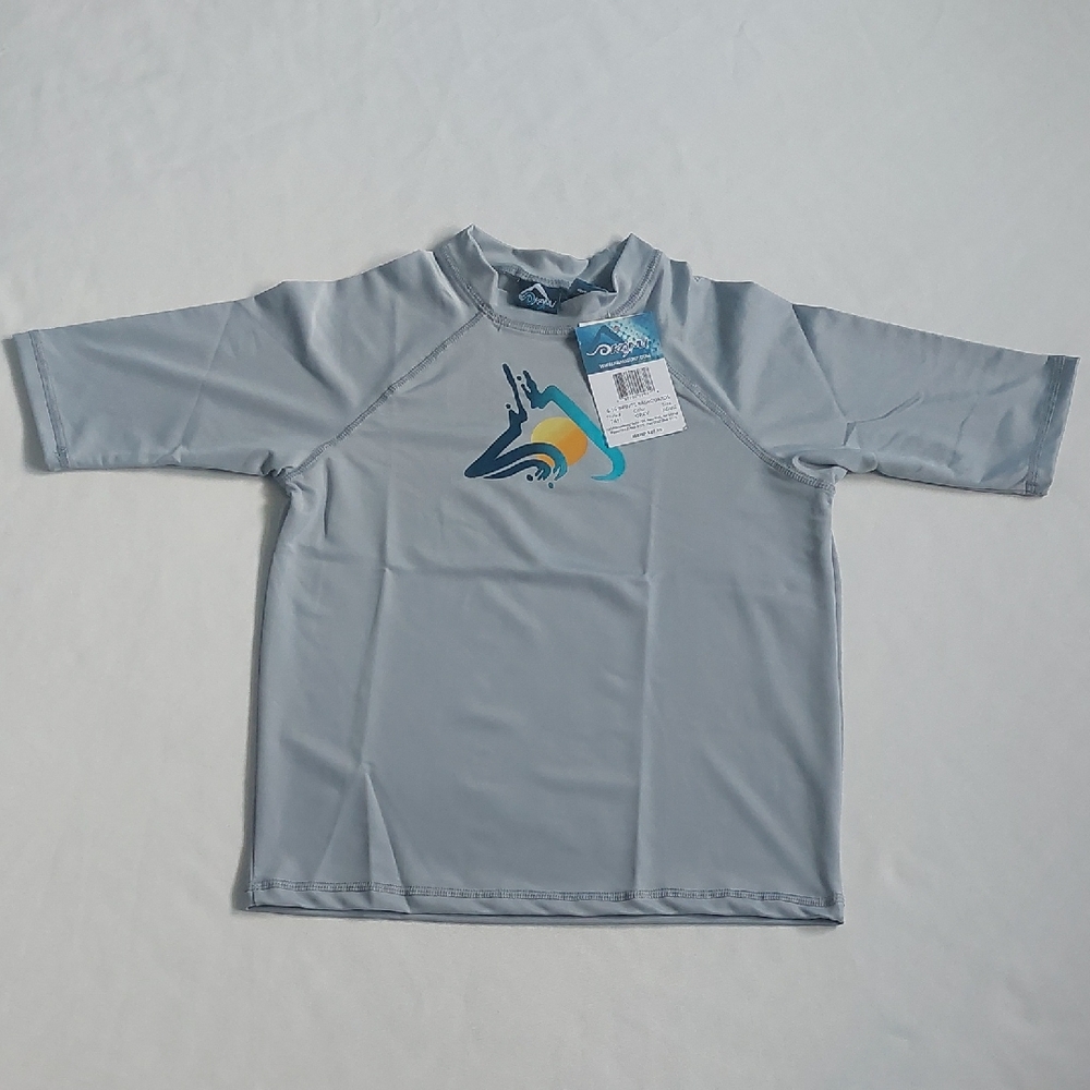 Kanu Surf Light Gray Kids Swim Rashguard Size XL 14‎ /16